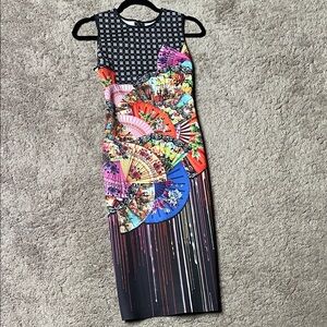 Clover Canyon Colorful Fan Print Midi Dress